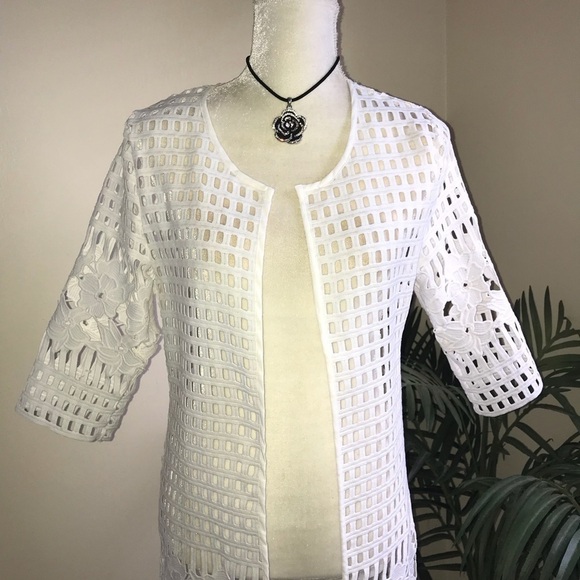 Feratelli Long White Cut Out Cardigan S - Picture 2 of 7